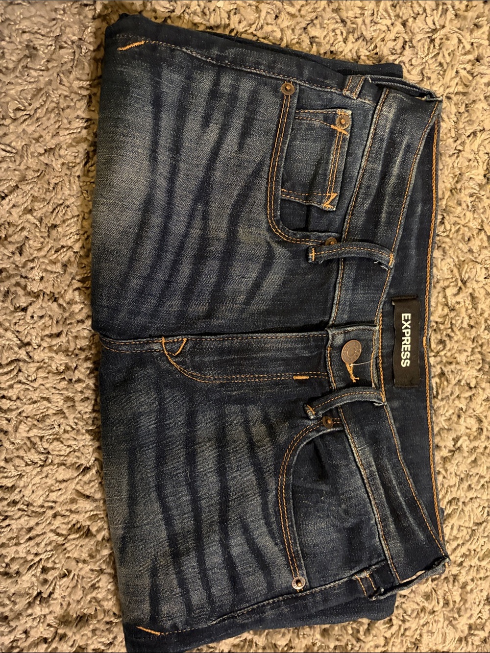 Express Women's Dark Indigo Jeggings with Contrast Stitching